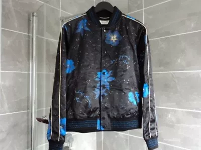 Buy Saint Laurent Men Blue Black Floral Varsity Jacket Size 38 UK IT 48 New RRP£1995 • 580£