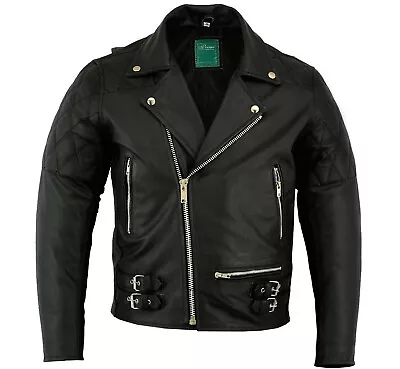 Buy Mens Marlon Brando Vintage Motorcycle Classic Black Genuine Leather Biker Jacket • 56.99£