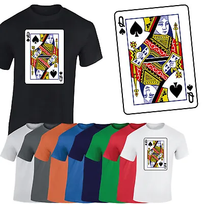 Buy Queen Playing Card Mens T-Shirt Game Spades Dress Novelty Unisex Gift Tshirt • 11.99£