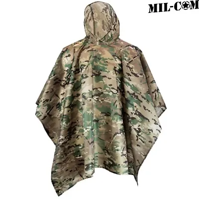Buy Mil-Com Waterproof Ripstop Poncho Hooded Festival Rain Coat Army Camo Shelter • 24.99£
