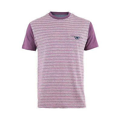 Buy Men's T-Shirt Burgundy Fairisle Striped Crew Neck Short Sleeve Tee RRP £16 • 4.99£