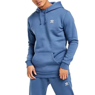 Buy Adidas Hoodie Mens Originals Trefoil Essential Hooded Pullover Sweatshirt Blue S • 39.99£