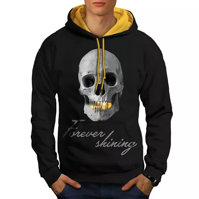 Buy Wellcoda Shining Skeleton Skull Mens Contrast Hoodie, Biker Casual Jumper • 30.99£