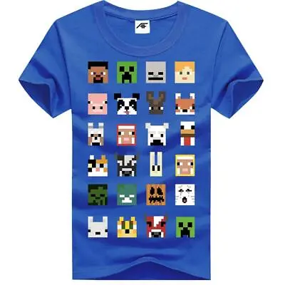 Buy Boys Minecraft Sprites Printed T-Shirts Gaming Kids Wear Tee Shirt Short Sleeves • 9.97£