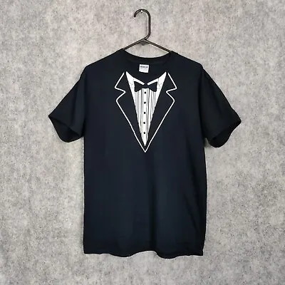 Buy Vintage Tuxedo T Shirt Mens Medium Fancy Dress / Costume Gildan Y2K Black Cotton • 14.99£