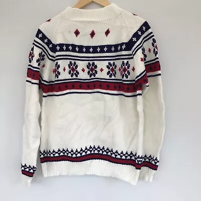 Buy Vintage JC Penny Jumper States XL 42in Chest White Nordic Pattern Small Mark • 16.95£