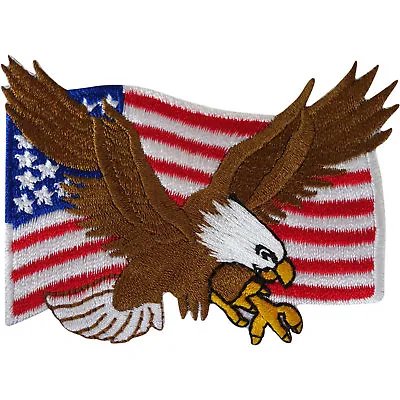 Buy USA Flag Patch Iron Sew On American United States Of America Eagle Biker Badge • 2.79£