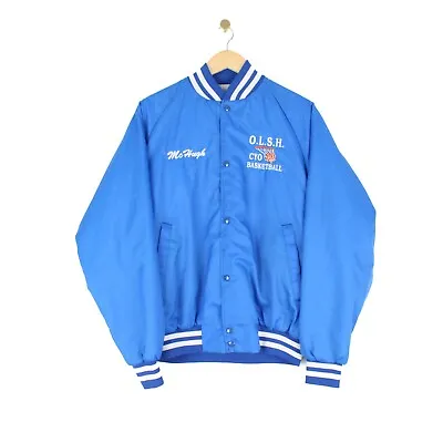 Buy Vintage Varsity Jacket Blue Basketball USA Made Insulate Oversized Mens Size S • 34.99£