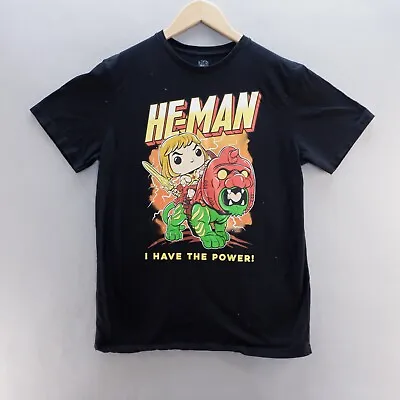 Buy Pop Tees T Shirt Medium Black He-Man Masters Of The Universe Short Sleeve • 8.99£