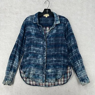 Buy Anthropologie Cloth & Stone Plaid Top Womens SMALL Button Up Shirt Blue • 24.10£