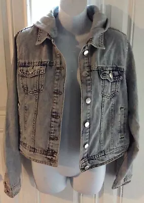 Buy CiSono Jean Jacket Womens Size L Removable Hoodie Soft Denim Light Wash  • 11.83£