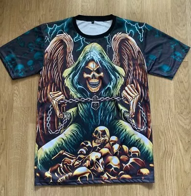 Buy Angel Of Death Skeleton Skulls Holding Chain T-shirt Chest Size 36  • 9.99£