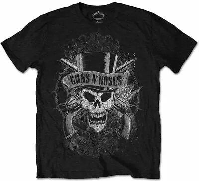 Buy Official Guns N Roses T Shirt Faded Skull Black Classic Rock Band Mens Tee Slash • 14.94£