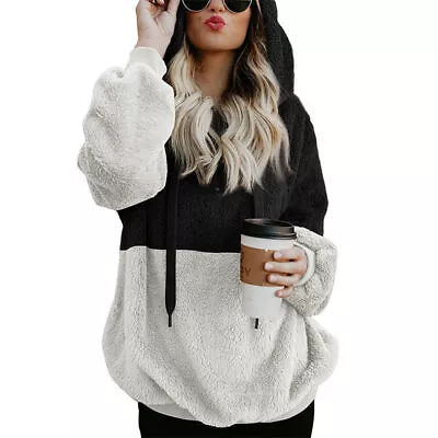 Buy Women Warm Winter Fluffy Fur Sweatshirt Hoodie Jumper Coat Tops Hooded Pullover • 15.01£