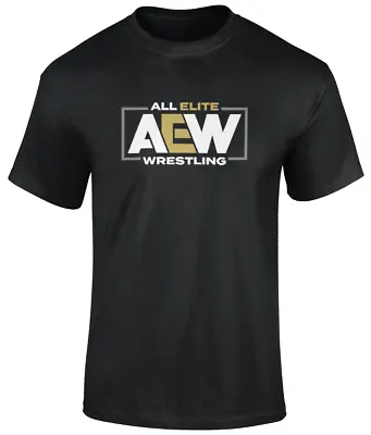 Buy AEW Logo Black T Shirt Wrestling WWE MJF CM PUNK WCW All In Hulk Hogan All Elite • 25£