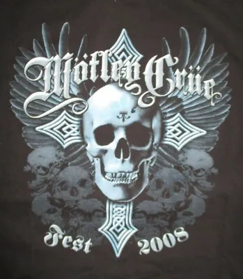 Buy 2008 MOTLEY CRUE CRUE FEST (LG) Shirt BUCKCHERRY TRAPT PAPA ROACH SIX AM • 47.36£