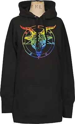Buy Women's Baphomet Hoodie Dress Satanic Gothic Rainbow Pride Gift LGBTQ+ Pentagram • 34.50£