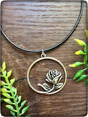 Buy NEW Silver Colour Rose Flower Medieval Vintage Style Boho Bohemian Cord Necklace • 15.99£
