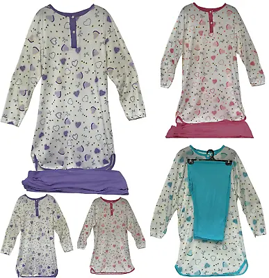 Buy Nightdress Pyjamas Set Ladies Nightwear Nightie Trouser Womens Heart Print Shirt • 13.90£