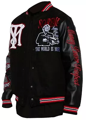 Buy The World Is Yours Black Bomber Scarface Varsity Jacket - New Arrival Winter • 94.78£