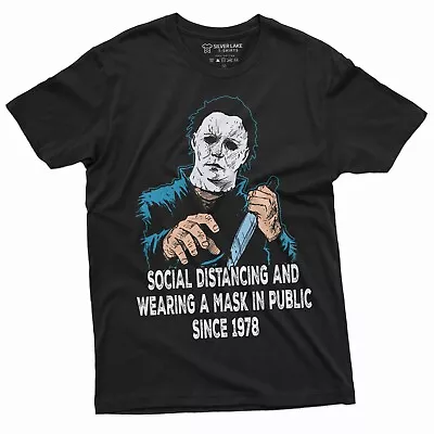 Buy Social Distancing And Wearing Mask Funny Halloween Horror T-shirt Michael Myers • 15.99£