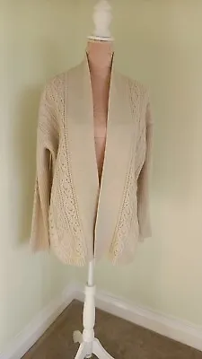 Buy M&S Cream/Ivory Edge To Edge Cable Knit Cardigan Size 16/18 (Large) • 19£