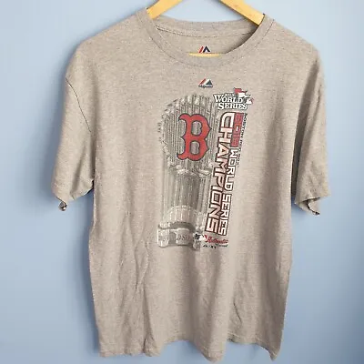 Buy MAJESTIC Boston Red Sox T-Shirt Mens Large Grey MLB Baseball America Champions • 11.99£