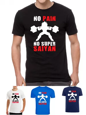 Buy Dragon Ball Son Goku Vegeta Super Sayian No Pain Gym Workout Training T-shirt • 9.99£