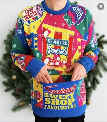 Buy Swizzels Sweet Shop Christmas Jumper Fun Sweater Knit Very Rare Medium M VGC • 19.99£