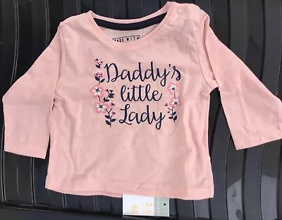 Buy Baby Girls Peach Long Sleeve T Shirt With Daddy's Little Lady Detail • 4.99£
