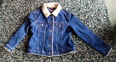 Buy Denim Jacket 14 Sherpa Collar Vintage Shearling  Trader Jeans Co Womans VGC Ti9 • 1.99£