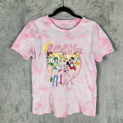 Buy Official Sailor Moon Womens Shirt Sz S 10 Pink White Tie Dye Graphic Print Anime • 10.75£