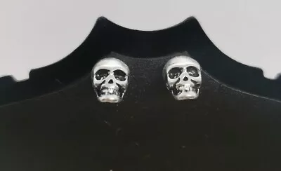 Buy New Silver Tone Skull Gothic Metal Stud Earrings Jewellery Gift • 3.49£
