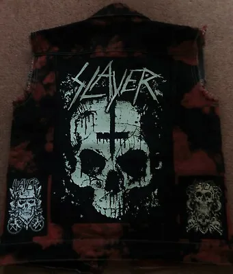 Buy Slayer Raining Blood Battle Jacket Cut-Off Patch Denim Reign In Blood Eagle 3XL+ • 176.66£