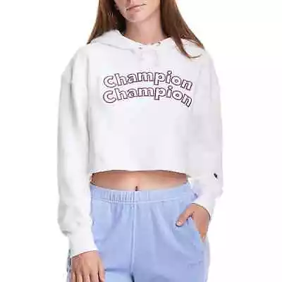 Buy CHAMPION Reverse Weave Cropped Cut Off Hoodie Boxy In White Women's Size Small • 32.31£
