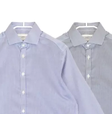 Buy 2 For 1 Charles Tyrwhitt Blue Houndstooth Non Iron Slim Fit Shirts Size 39 15.5 • 26.78£