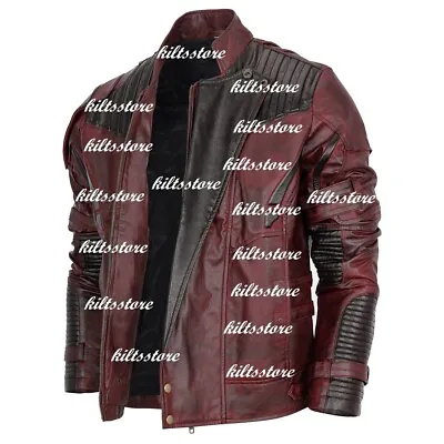 Buy Men's Guardian Galaxy Maroon Leather Jacket • 58.80£
