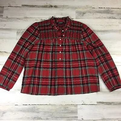 Buy J Crew Womens Peasant Top Blouse Large Red Plaid Long Sleeve Casual Preppy • 16.06£