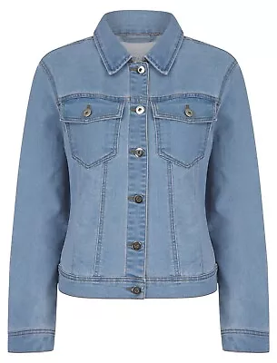 Buy Womens Ladies Stretch Denim Jacket Soft Cotton Summer Denim Stonewash Coat • 26.95£