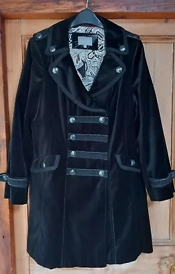 Buy Per Una Velvet Military Goth Steampunk Victorian Style Coat  Size 16  Black  VGC • 59.99£