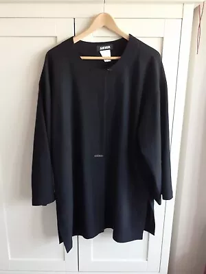 Buy Vintage Jean Muir Black Wool Crepe Long Line Jacket Size UK 20 • 75£