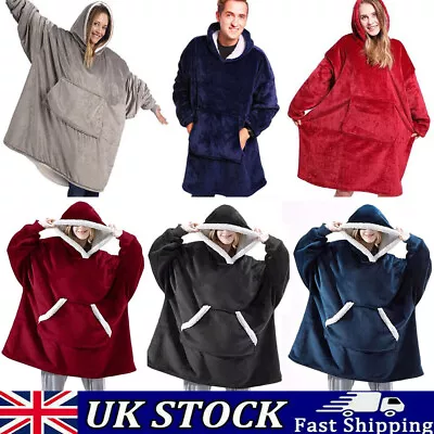 Buy Adult Oversized Hoodie Blanket Sherpa Fleece Extra Large Giant Hooded Sweatshirt • 10.99£