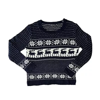 Buy POL Men's Christmas Jumper Pullover Navy White Fair Isle Design Size Med • 9.99£