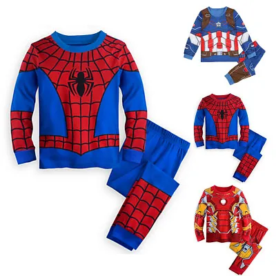 Buy Boys Kids Pyjamas Outfits Nightwear Super Hero Spiderman Avengers PJs Sleepwear • 8.89£