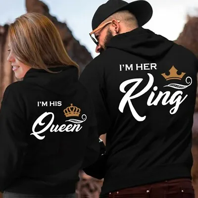 Buy Her King His Queen Lover  Couple Matching Hoodies  Clothing Sweatshirt Woman Men • 24.99£