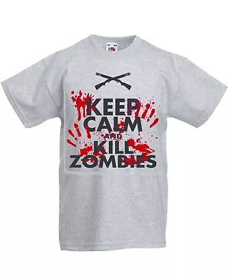 Buy Keep Calm And Kill Zombie Grey Colour T,shirt Xlarge Size • 8.99£