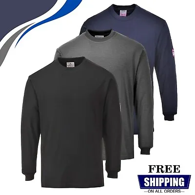 Buy PORTWEST FR Flame-Resistant Long Sleeve T-Stirt | Anti-Static Safety Work Top UK • 34.99£