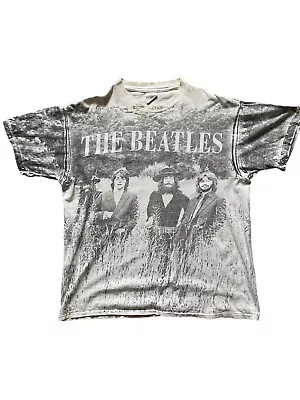Buy Vintage Winterland The Beatles All Over Print Double Sided TShirt Mens XL 90s • 130£