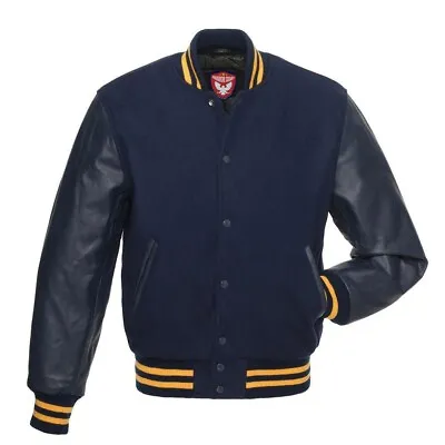 Buy WARRIOR Classic Varsity Letterman Bomber WooL & Original Cowhide Leather Jacket • 129.99£