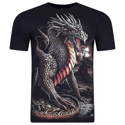Buy WILD Gothic Black T Shirt Short Sleeve Printed Biker Dragon Rocker Reaper Skull • 14.30£